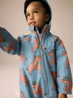 Jassen, Jacks En Kinderwagenpakjes|Jassen En Jacks|Next Blauwe Hamish Print - Waterdicht regenpak met fleecevoering (3 mnd-7 jr)