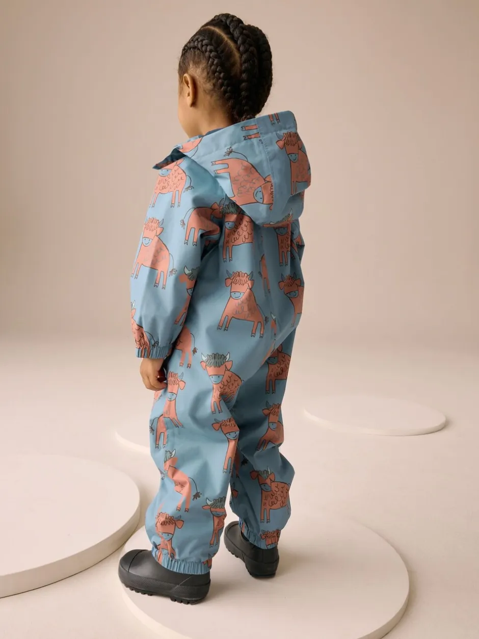 Jassen, Jacks En Kinderwagenpakjes|Jassen En Jacks|Next Blauwe Hamish Print - Waterdicht regenpak met fleecevoering (3 mnd-7 jr)