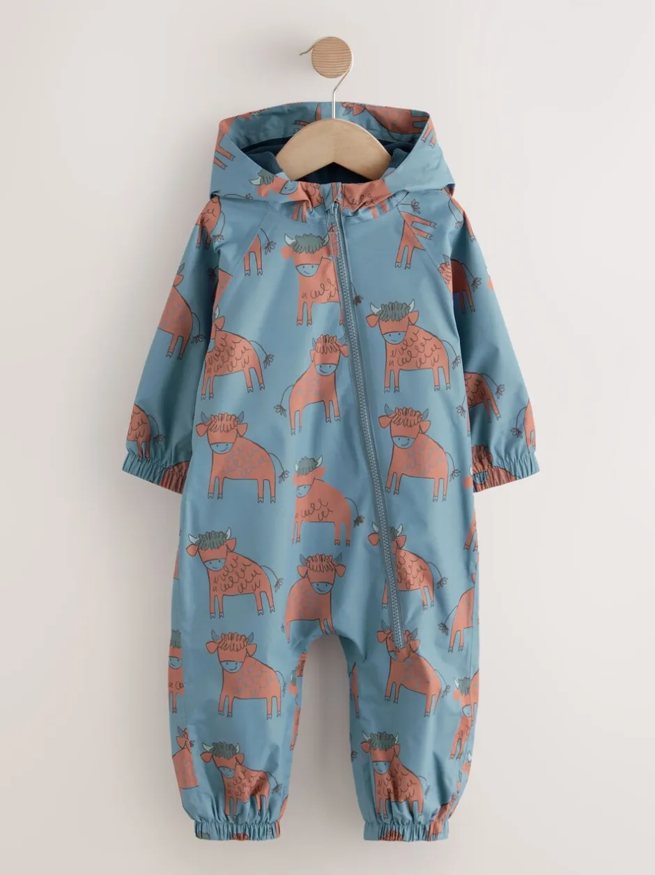Jassen, Jacks En Kinderwagenpakjes|Jassen En Jacks|Next Blauwe Hamish Print - Waterdicht regenpak met fleecevoering (3 mnd-7 jr)