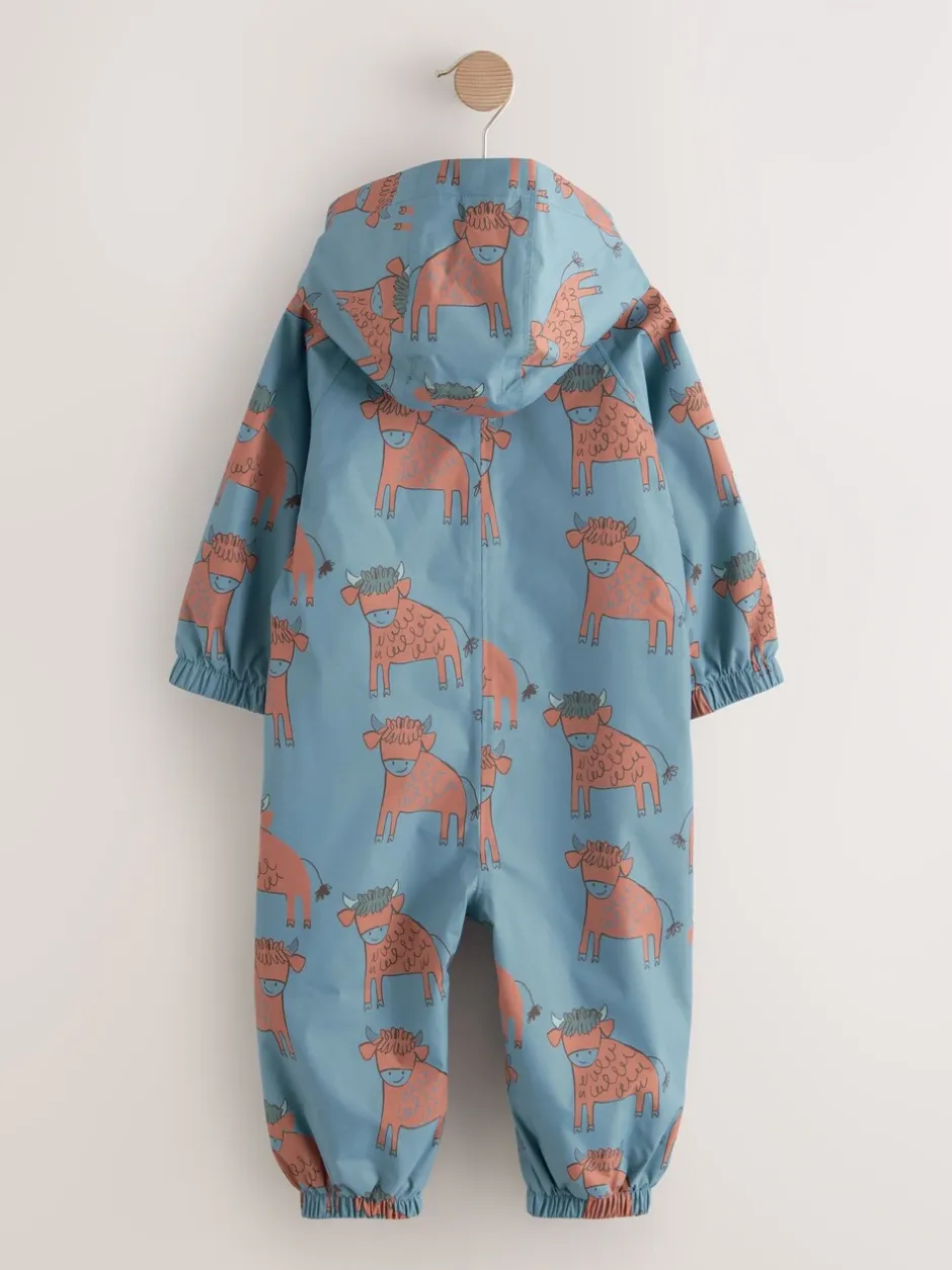 Jassen, Jacks En Kinderwagenpakjes|Jassen En Jacks|Next Blauwe Hamish Print - Waterdicht regenpak met fleecevoering (3 mnd-7 jr)