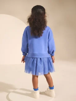 Jurken|Jurken*Next Blauwe hartjes - Feestjurk van sweaterstof (3 mnd-7 jr)