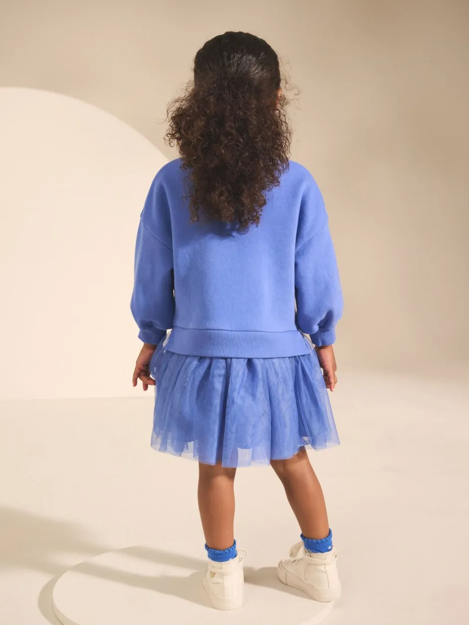 Jurken|Jurken*Next Blauwe hartjes - Feestjurk van sweaterstof (3 mnd-7 jr)