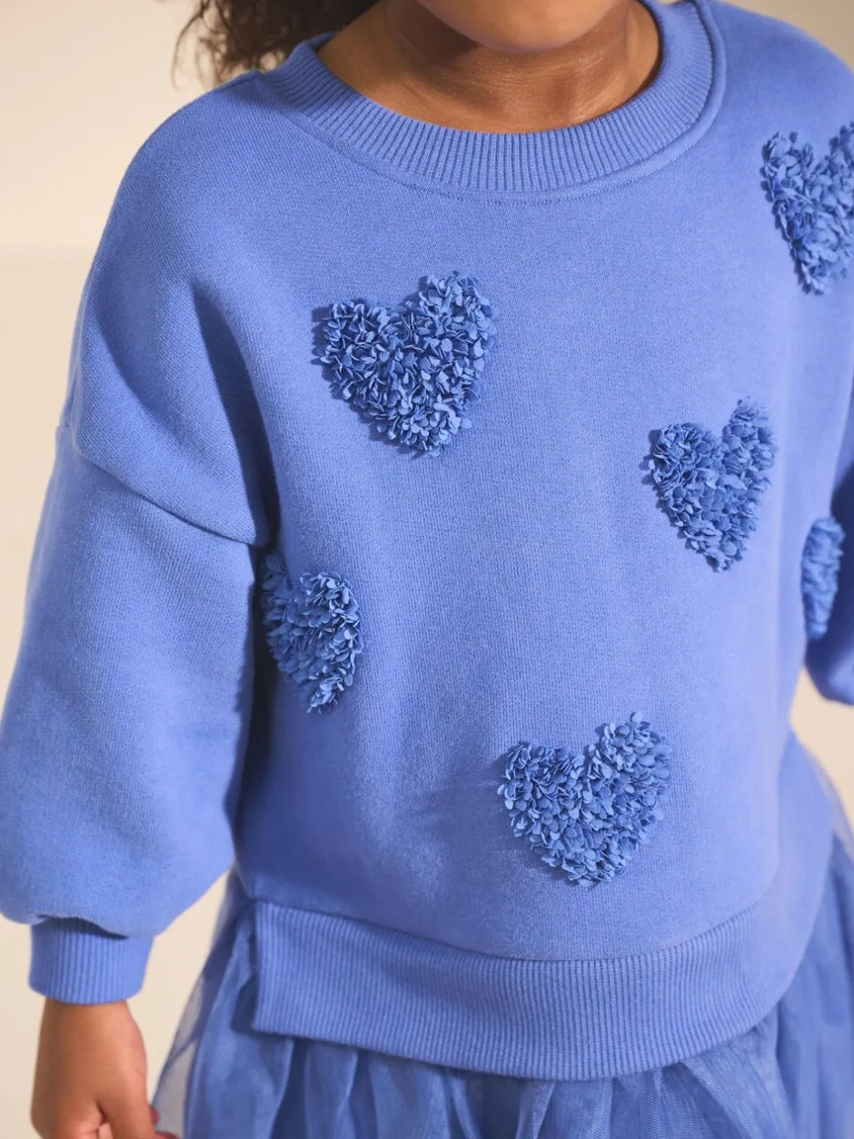Jurken|Jurken*Next Blauwe hartjes - Feestjurk van sweaterstof (3 mnd-7 jr)