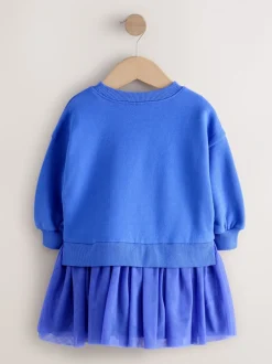 Jurken|Jurken*Next Blauwe hartjes - Feestjurk van sweaterstof (3 mnd-7 jr)