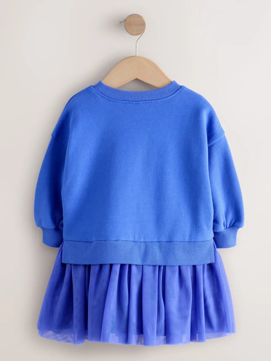 Jurken|Jurken*Next Blauwe hartjes - Feestjurk van sweaterstof (3 mnd-7 jr)