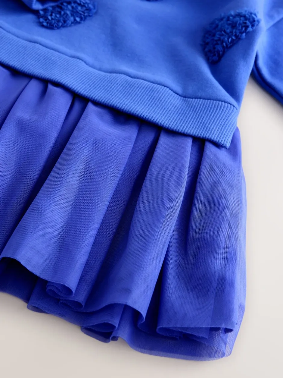 Jurken|Jurken*Next Blauwe hartjes - Feestjurk van sweaterstof (3 mnd-7 jr)
