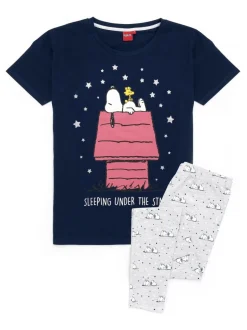Pyjama's|Loungewear*Vanilla Underground Blauwe Snoopy - Snoopy Korte Broek Pyjama's Set