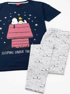Pyjama's|Loungewear*Vanilla Underground Blauwe Snoopy - Snoopy Korte Broek Pyjama's Set