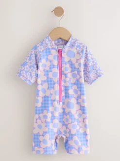 Badkleding|Badkleding*Next Blauwe Stampy Bloemen - Zonbeschermend badpak (3 mnd-10 jr)