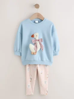 Truien En Breisels|Sets En Combisets|Next - Set met sweatshirt en legging (3 mnd-7 jr) Blauwe strik met eend
