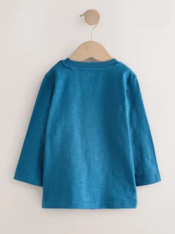 T-Shirts|Tops*Next Blauwe transportvoertuigen - T-shirt met applicatie en lange mouwen (3 mnd-7 jr)