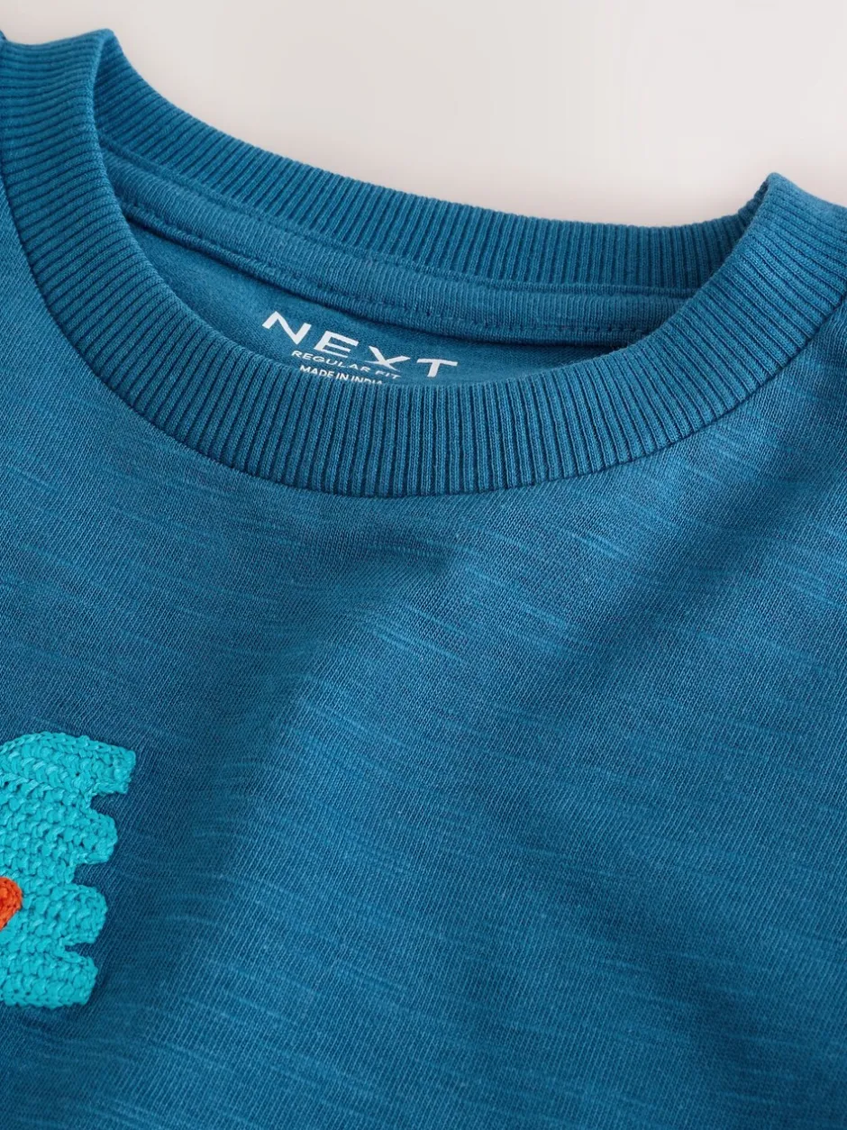 T-Shirts|Tops*Next Blauwe transportvoertuigen - T-shirt met applicatie en lange mouwen (3 mnd-7 jr)