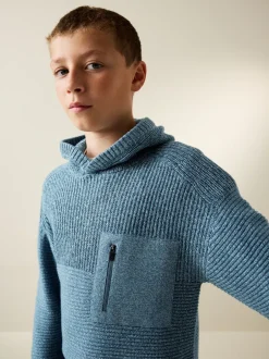 Truien En Breisels|Sweaters En Hoody´S*Next Blauwe twist - Utility gebreide hoodie (3-16jr)