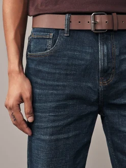 Jeans|Next - Straight fit - Authentic jeans met riem Blauwe wassing