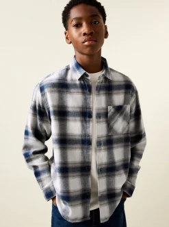 Shirts*Next - Geruit katoenen overhemd met lange mouwen (3-16jaar) Blauw/ecru