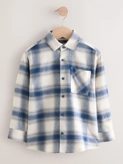 Shirts*Next - Geruit katoenen overhemd met lange mouwen (3-16jaar) Blauw/ecru