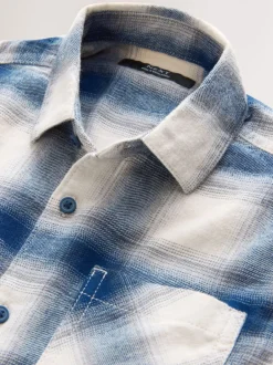 Shirts*Next - Geruit katoenen overhemd met lange mouwen (3-16jaar) Blauw/ecru