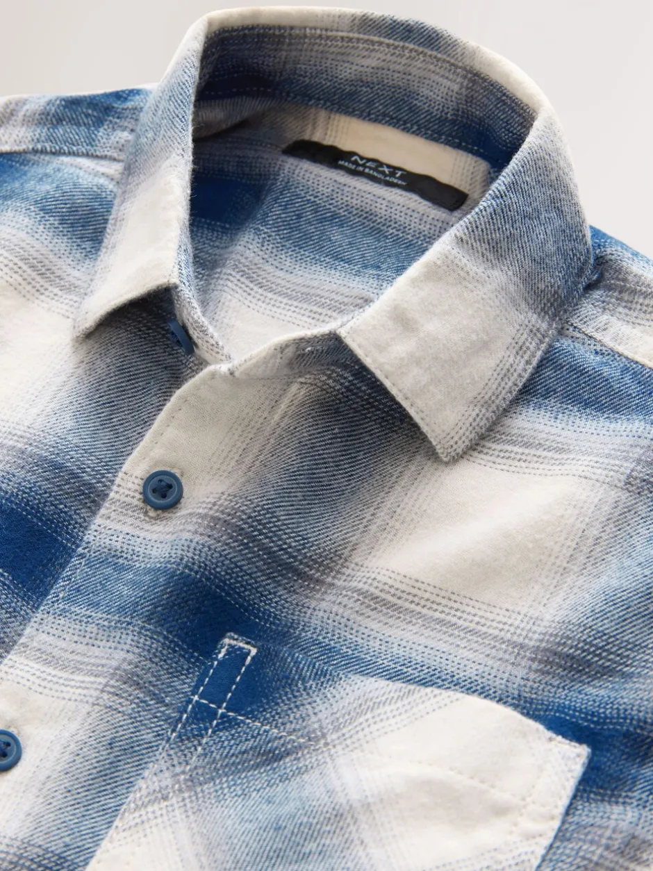 Shirts*Next - Geruit katoenen overhemd met lange mouwen (3-16jaar) Blauw/ecru