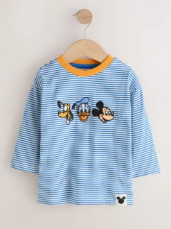 Tops|T-Shirts|Next - Mickey Mouse Long Sleeve T-Shirt (3mths-8yrs) Blauw/ecru