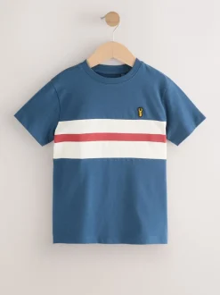 T-Shirts|Tops|Next Blauw/ecru - T-shirt met kleurvlakken en korte mouwen (3-16 jr)