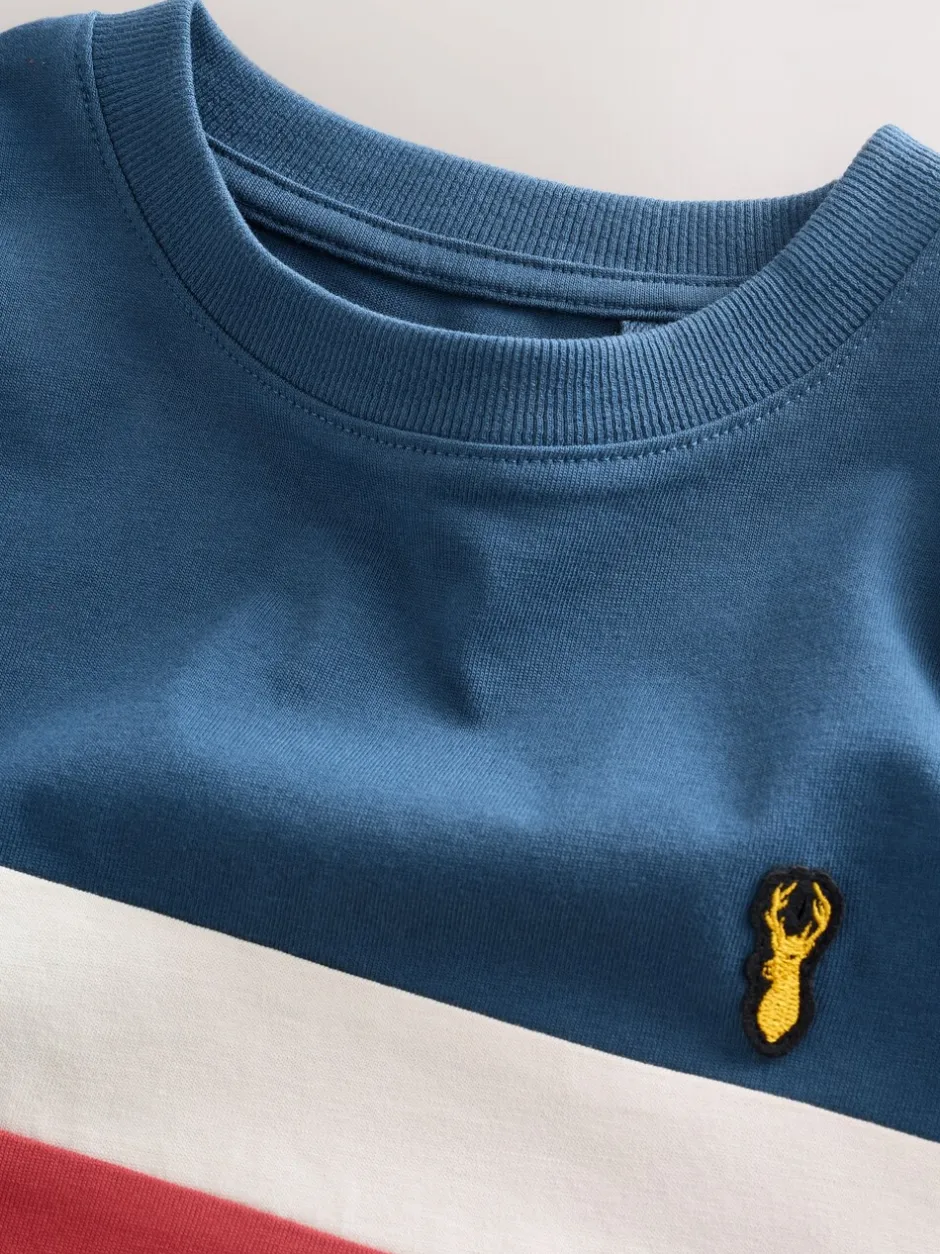T-Shirts|Tops|Next Blauw/ecru - T-shirt met kleurvlakken en korte mouwen (3-16 jr)