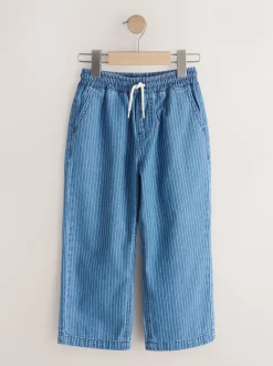 Jeans|Next - Denim jeans met elastische taille (3-16jr) Blauw/ecru gestreept