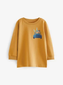 Tops|T-Shirts*Next - T-shirts met lange mouwen en dierenfiguurprint verpakking van 3 (3 mnd - 7 jr) Blauw/geel safari