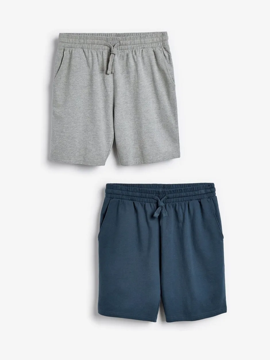 Loungewear|Shorts|Next - Loopback Soft Touch 2 Pack Jogger Shorts Blauw/grijs