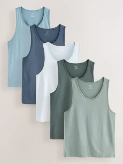 Ondergoed|Ondergoed*Next - Set van 5 100% katoenen hemden met laagjes Blauw/grijs