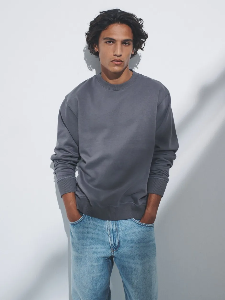 Loungewear|Sweaters En Hoody´S|The Set - Verpakking van 3 - Crew Neck Relaxed Fit Sweatshirts Blauw/grijs