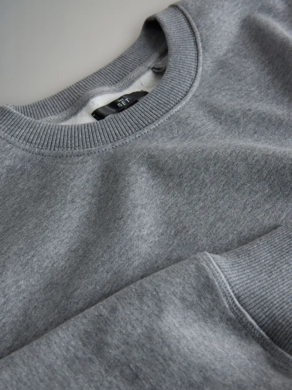 Loungewear|Sweaters En Hoody´S|The Set - Verpakking van 3 - Crew Neck Relaxed Fit Sweatshirts Blauw/grijs