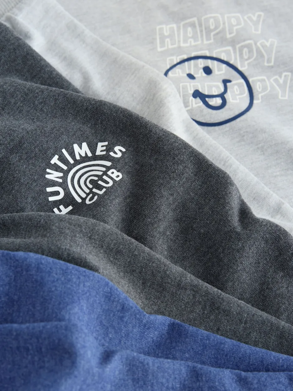 Multipacks|Pyjama's|Next Blauw/grijs met slogan - Verpakking van 3 relaxed fit pyjama's (9mnd-10jr)