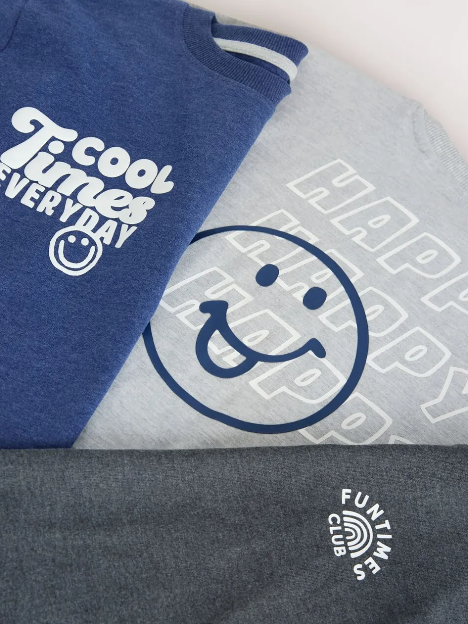 Multipacks|Pyjama's|Next Blauw/grijs met slogan - Verpakking van 3 relaxed fit pyjama's (9mnd-10jr)