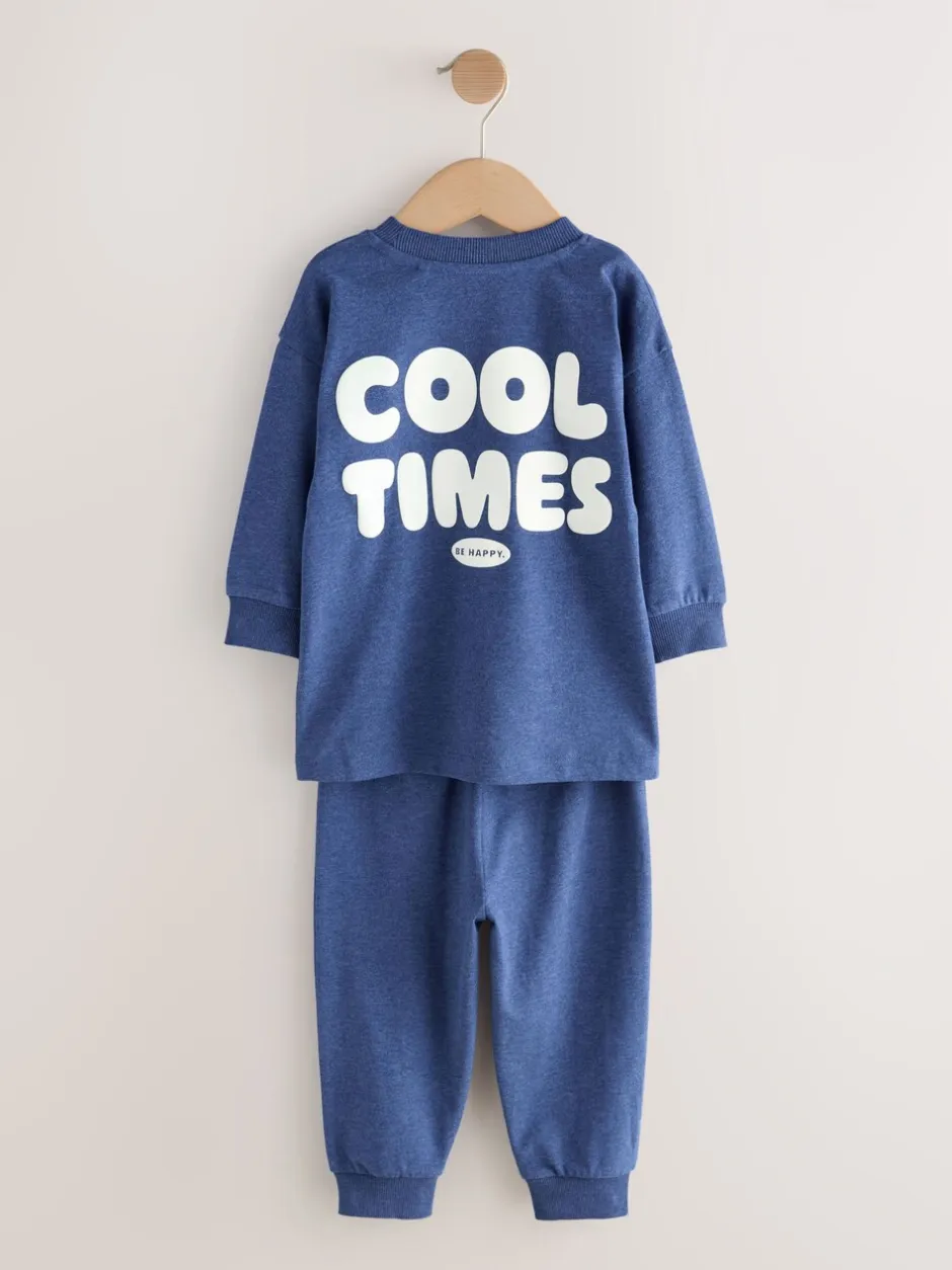 Multipacks|Pyjama's|Next Blauw/grijs met slogan - Verpakking van 3 relaxed fit pyjama's (9mnd-10jr)