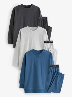 Pyjama's|Nachtkleding En Pyjama's|Next Blauw/grijs/antracietkleurig - Pyjama met korte pijpen 3 stuks (3-16jaar) (3-16jaar)