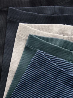 Multipacks*Next - Verpakking van 5 geribbelde Leggings (3mnd -7jr) Blauw/grijs/gestreept