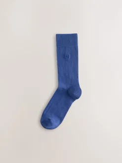 Sokken|Sokken|Next - Verpakking van 8 - Frisblijvende sokken met borduursel Blauw/grijs/groen
