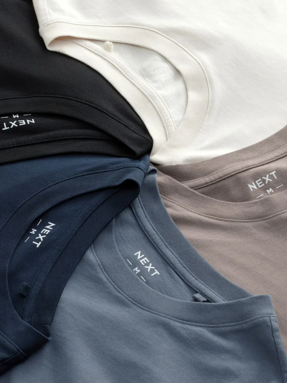 T-Shirts En Hemden|Next - Normale Pasvorm - verpakking van 5 regular-fit T-shirts met lange mouwen van 100% katoen Blauw/grijs/neutraal