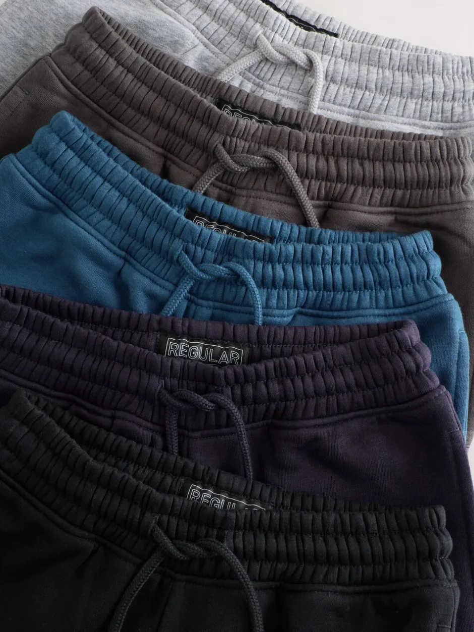 Joggingbroeken|Next - Basic joggingbroeken, set van 5 (3-16jaar) Blauw/grijs/zwart
