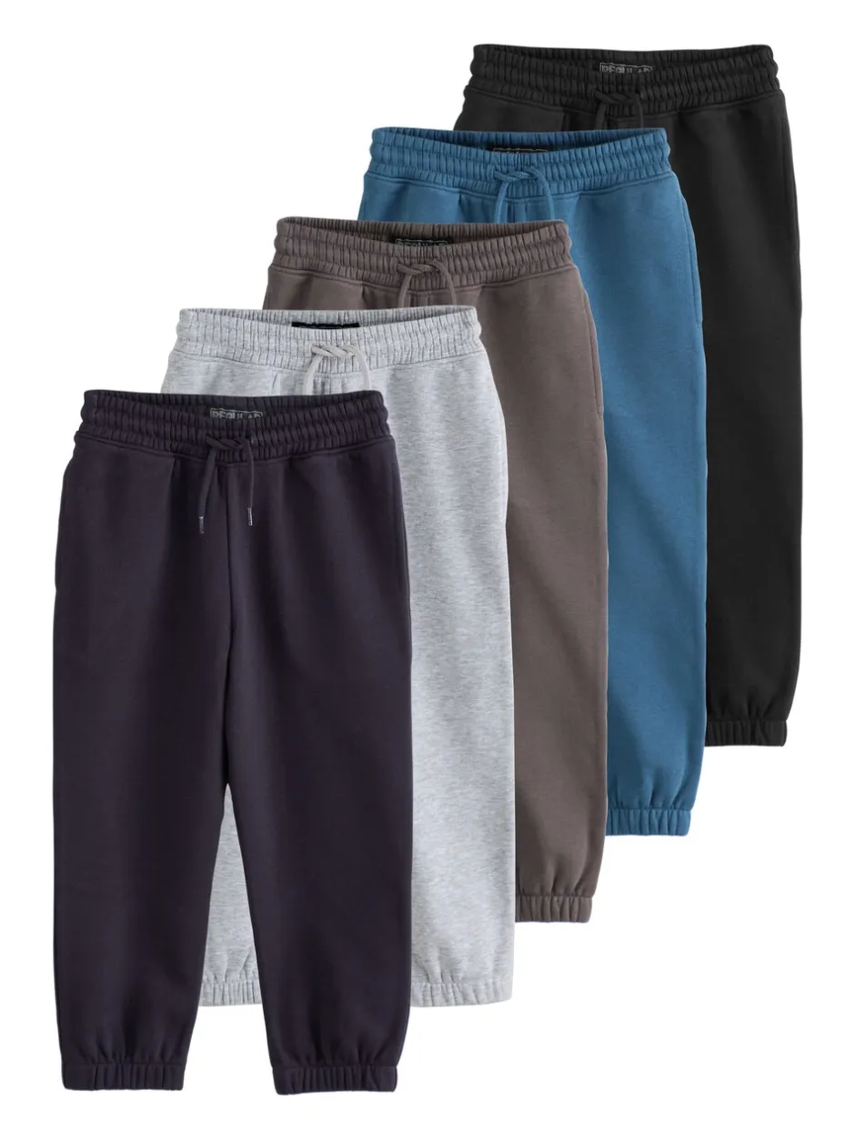 Joggingbroeken|Next - Basic joggingbroeken, set van 5 (3-16jaar) Blauw/grijs/zwart
