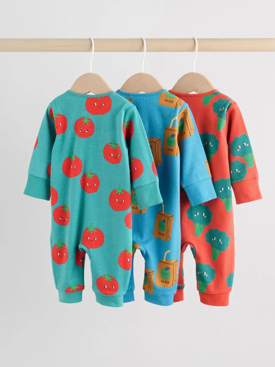 Multipacks|Babypakjes En Babypyjama's|Next Blauwgroen - 3 Pack Baby-pyjama's met tweewegrits (0mnd -3jr)