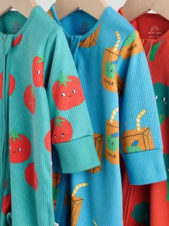 Multipacks|Babypakjes En Babypyjama's|Next Blauwgroen - 3 Pack Baby-pyjama's met tweewegrits (0mnd -3jr)
