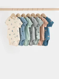 Rompertjes En Hemdjes|Rompertjes En Hemdjes|Next Blauwgroen - Baby 100% katoenen bodysuits verpakking van 7