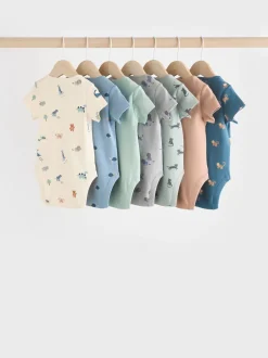 Rompertjes En Hemdjes|Rompertjes En Hemdjes|Next Blauwgroen - Baby 100% katoenen bodysuits verpakking van 7