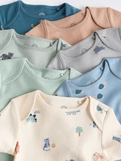 Rompertjes En Hemdjes|Rompertjes En Hemdjes|Next Blauwgroen - Baby 100% katoenen bodysuits verpakking van 7