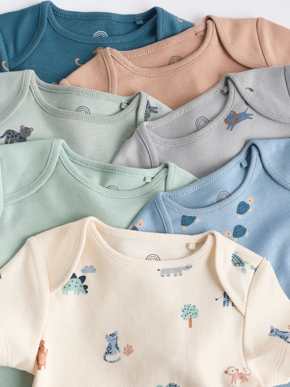 Rompertjes En Hemdjes|Rompertjes En Hemdjes|Next Blauwgroen - Baby 100% katoenen bodysuits verpakking van 7