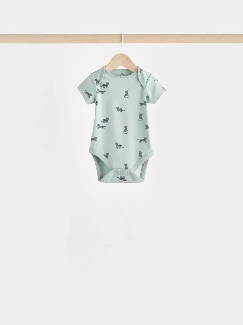 Rompertjes En Hemdjes|Rompertjes En Hemdjes|Next Blauwgroen - Baby 100% katoenen bodysuits verpakking van 7