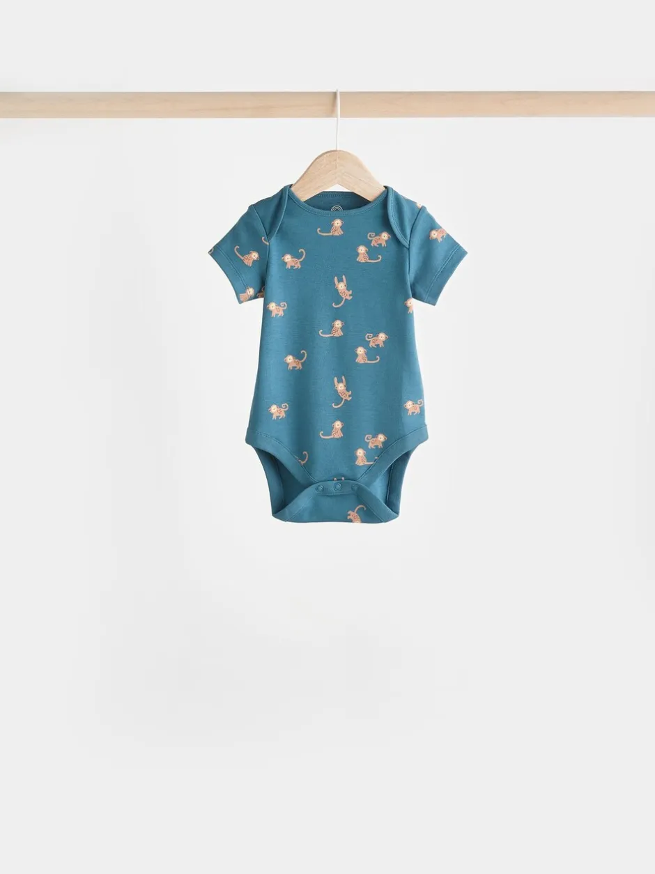 Rompertjes En Hemdjes|Rompertjes En Hemdjes|Next Blauwgroen - Baby 100% katoenen bodysuits verpakking van 7