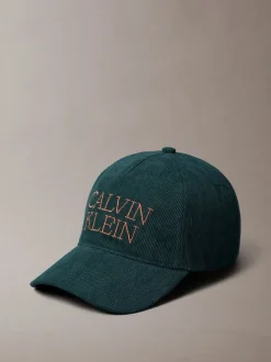 Mutsen, Sjaals En Handschoenen|Calvin Klein - Corduroy Cap Blauwgroen
