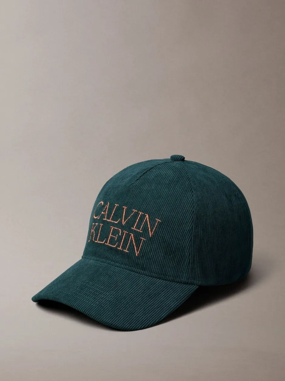 Mutsen, Sjaals En Handschoenen|Calvin Klein - Corduroy Cap Blauwgroen